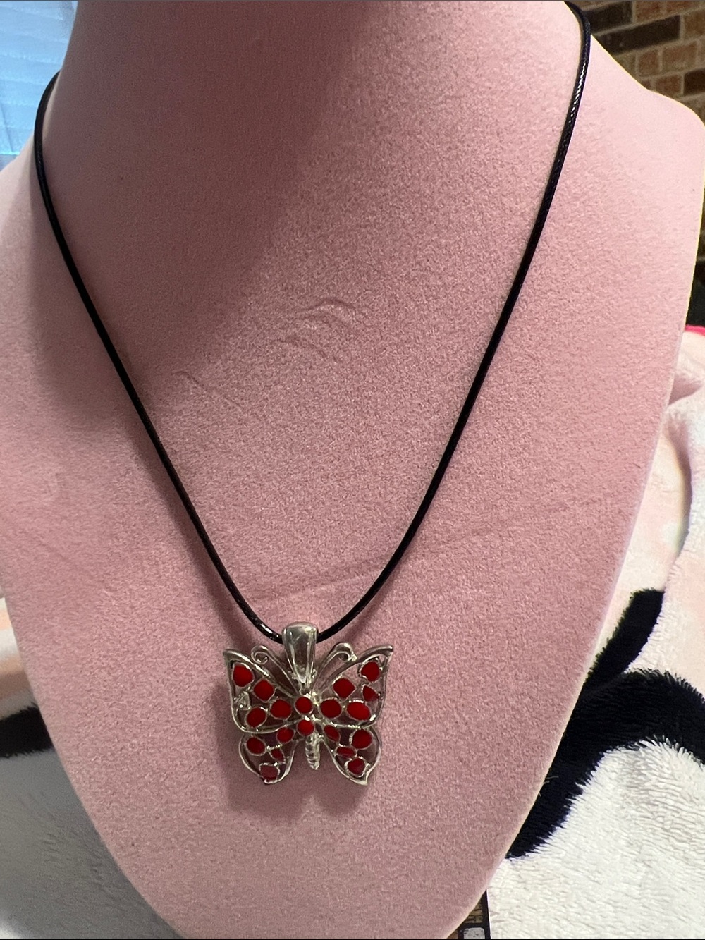 Red Butterfly Pendant Necklace - Unbranded